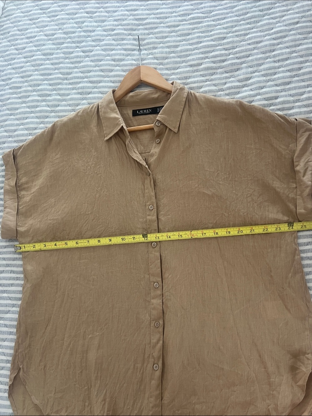 Lauren Ralph Lauren 100% Linen Coastal Dolman Short Sleeve Button Down XL - Picture 9 of 10